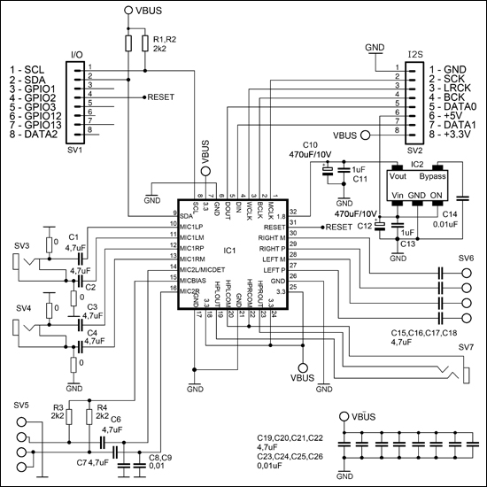 Мастер Кит Беспроводный сабвуфер для LED телевизора своими руками. Делаем вместе. Часть II. Схема Аудиоконвертер (TLV320AIC3101) схема